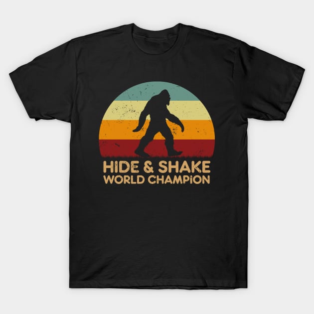 Retro Sunset - Bigfoot Hide And Shake T-Shirt by GoodIdeaTees